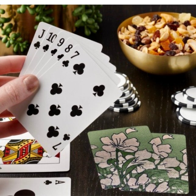 Jeu De Cartes Fleur rose verte (Poker cards easy to shuffle, smooth card stock. Dimensions: 2.5" x 3.5”. 
)