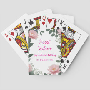 Jeu De Cartes Fleur rose vintage vert eucalyptus 16e anniversair