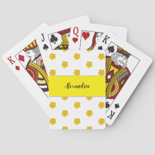 Jeu De Cartes Fleur sauvage jaune doré monogramme nom personnali