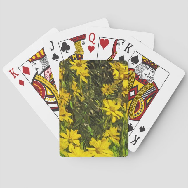 Jeu De Cartes Fleur sauvage jaune marguerites Abstrait (dos)