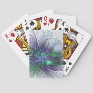 Jeu De Cartes Fleur verte abstraite moderne fractale violette