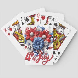 Jeu De Cartes Fleurs 4 juillet en bleu blanc et bleu patriotique