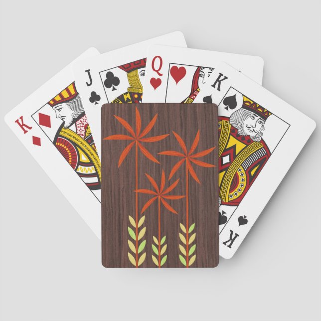 Jeu De Cartes Fleurs Abstraites du milieu du siècle (dos)