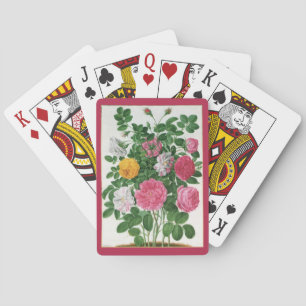 Jeu De Cartes Fleurs anciennes en fleurs, roses de jardin de pri