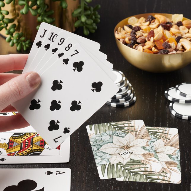 Jeu De Cartes Fleurs blanches bleues tropicales   (In Situ)