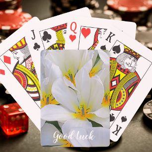 Jeu De Cartes Fleurs blanches et jaunes Bonne chance