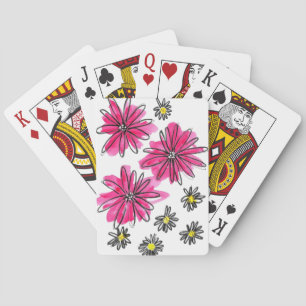 Jeu De Cartes Fleurs blanches et roses