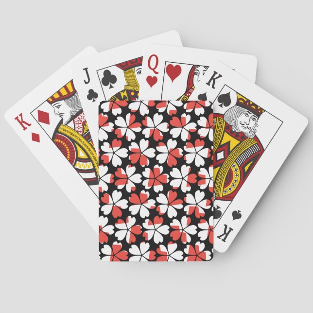 Jeu De Cartes Fleurs blanches rouges mignons motif (dos)