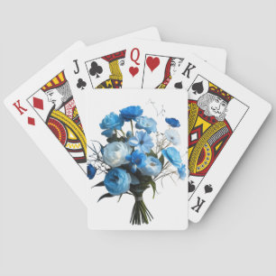 Jeu De Cartes Fleurs bleues et blanches