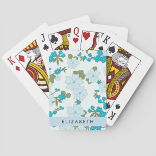 Jeu De Cartes Fleurs Bleues, Motif De Fleurs, Votre Nom