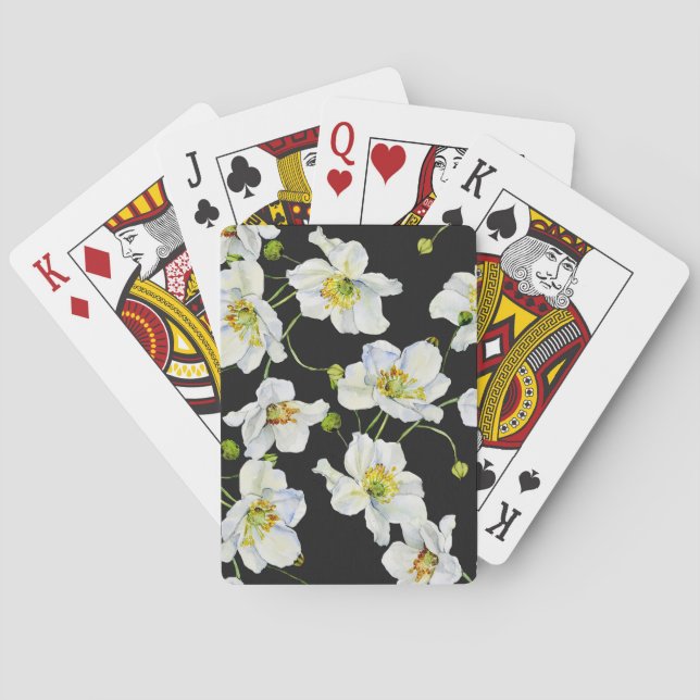 Jeu De Cartes Fleurs chamomiles : Motif d'illustration aquarelle (dos)