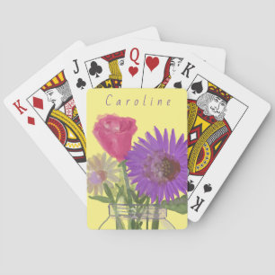 Jeu De Cartes Fleurs colorées et jolies + Nom personnalisé