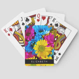 Jeu De Cartes Fleurs colorées, Faisées, Boho, Votre Nom