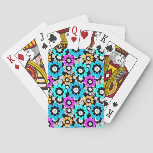 Jeu De Cartes Fleurs colorées marguerites Bleu Turquoise Violet