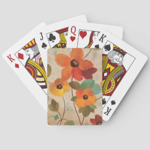 Jeu De Cartes Fleurs colorées sur un arrière - plan blanc