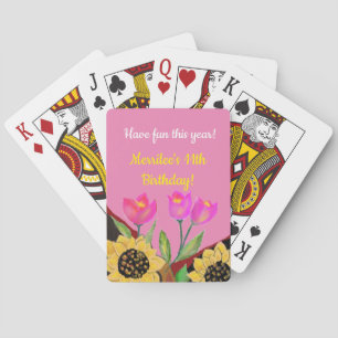 Jeu De Cartes Fleurs colorées Tulipes roses et Tournesols jaunes