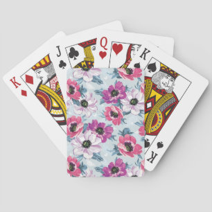 Jeu De Cartes Fleurs couleur élégante motif sur bleu