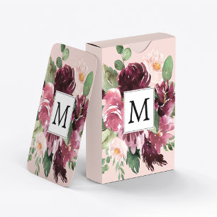 Jeu De Cartes Fleurs d'aquarelle modernes Monogrammes