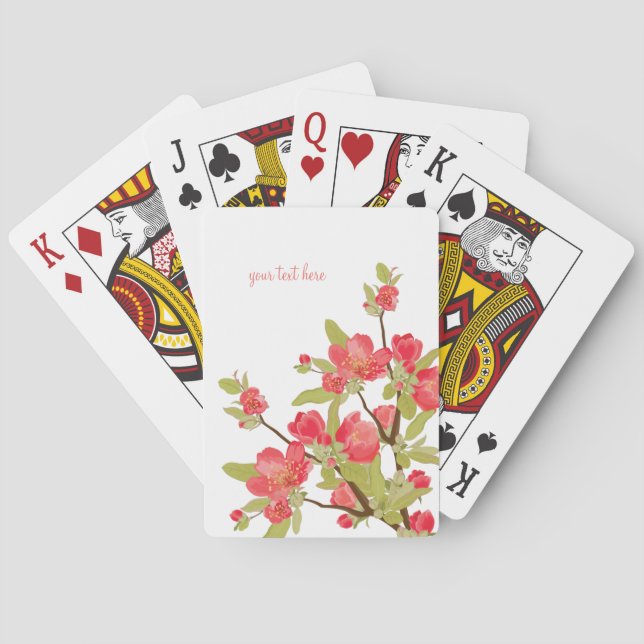 Jeu De Cartes Fleurs d'arbre rose personnalisées Lecture de cart (dos)