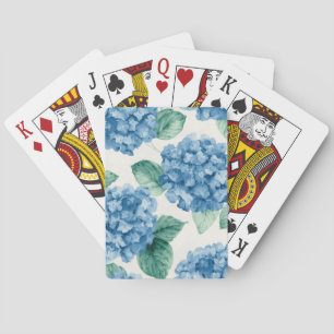 Jeu De Cartes Fleurs de bleu d'Hortensia Aquarelle Botanique Flo