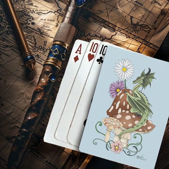 Jeu De Cartes Fleurs de Champignon de Dragon Fantastique Vert Ca (Créateur téléchargé)