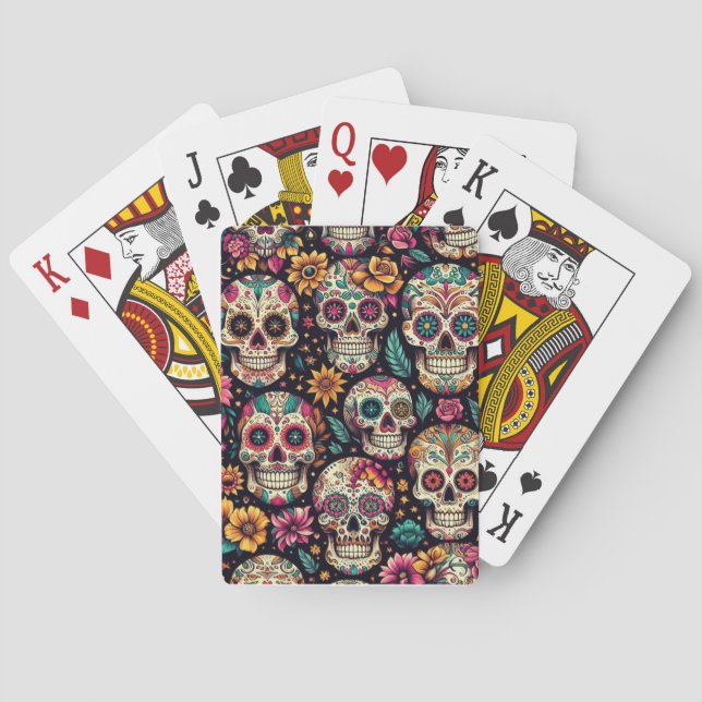 Jeu De Cartes Fleurs de Crâne de Sucre (dos)