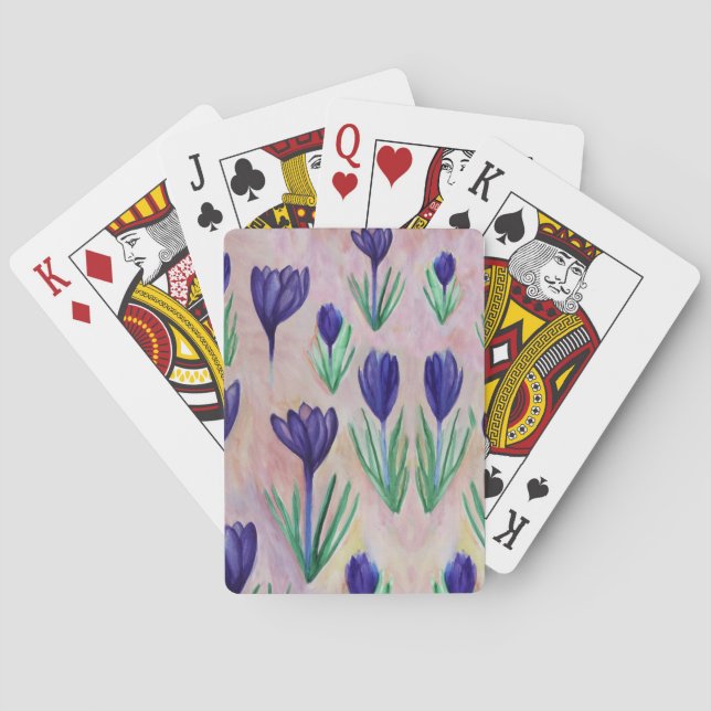 Jeu De Cartes Fleurs de crocus Aquarelle Jouer Cartes (dos)