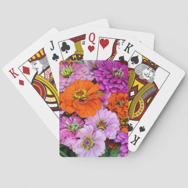 Jeu De Cartes Fleurs de dahlia orange et violet (dos)