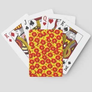 Jeu De Cartes Fleurs de dahlia rouges et jaunes