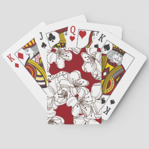 Jeu De Cartes Fleurs de fleurs de pomme blanche dessinées à la m