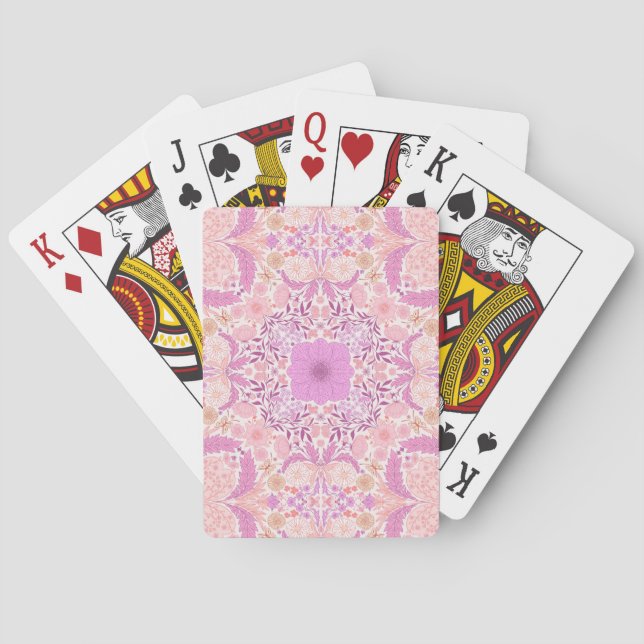 Jeu De Cartes Fleurs de jardin rétro en rose (dos)