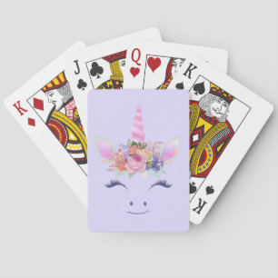 Jeu De Cartes Fleurs de Licorne Mignonne Fabuleuse Visage 2