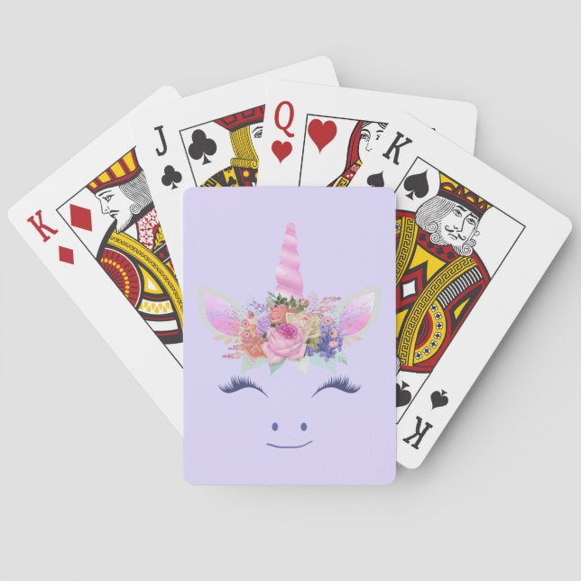 Jeu De Cartes Fleurs de Licorne Mignonne Fabuleuse Visage 2 (dos)