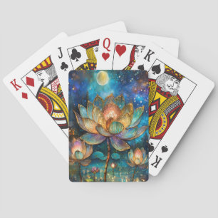 Jeu De Cartes Fleurs de lotus en verre coloré au clair de lune