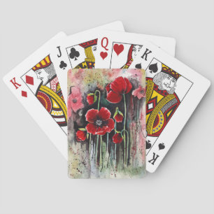 Jeu De Cartes Fleurs De Pavot En Aquarelle