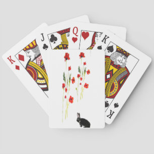 Jeu De Cartes Fleurs de pavot lapin lapin noir lapin