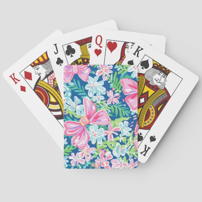 Jeu De Cartes Fleurs de Préppy Bows Tropical Blue (dos)
