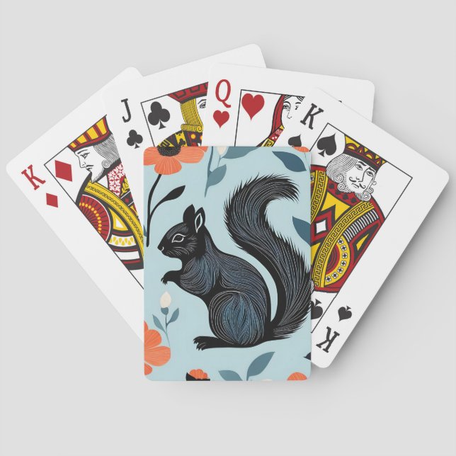 Jeu De Cartes Fleurs de printemps écureuil Art  (dos)