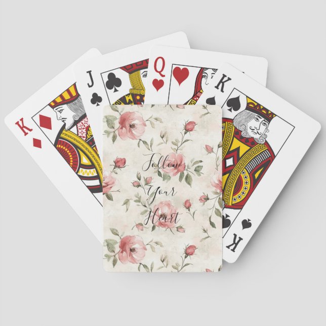 Jeu De Cartes Fleurs de roses roses  (dos)