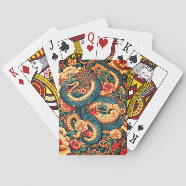 Jeu De Cartes Fleurs de serpent vert (dos)