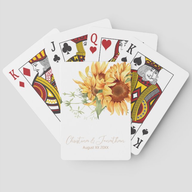 Jeu De Cartes Fleurs de soleil romantiques aquarelles (dos)