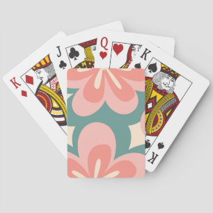 Jeu De Cartes Fleurs de style rétro rose et turquoise