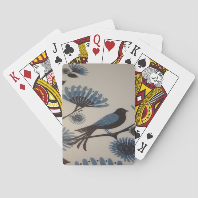 JEU DE CARTES FLEURS D'OISEAUX BLUEBRES (dos)