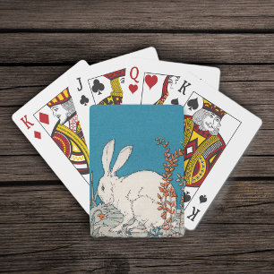 Jeu De Cartes Fleurs élégantes de lapin blanc vintage