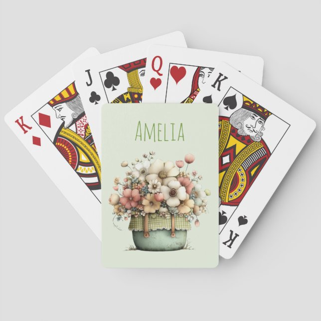 Jeu De Cartes Fleurs en pot Cozy Shabby Mignon (dos)