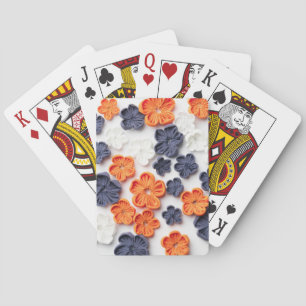 Jeu De Cartes Fleurs en tissu cousu à la main printemps orange b