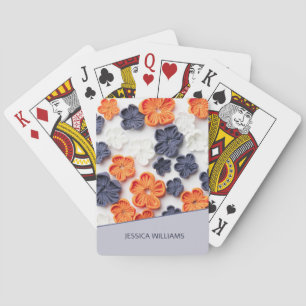 Jeu De Cartes Fleurs en tissu cousu à la main printemps orange b