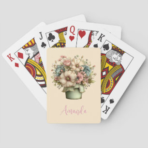 Jeu De Cartes Fleurs fantaisistes dans un pot de planteur mignon