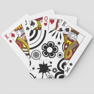 Jeu De Cartes Fleurs fantaisistes noir et blanc, Cercles, Éclabo