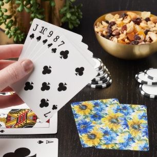 Jeu De Cartes Fleurs Jaunes Bleues Anniversaire